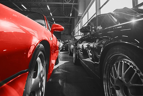 Cars in the showroom