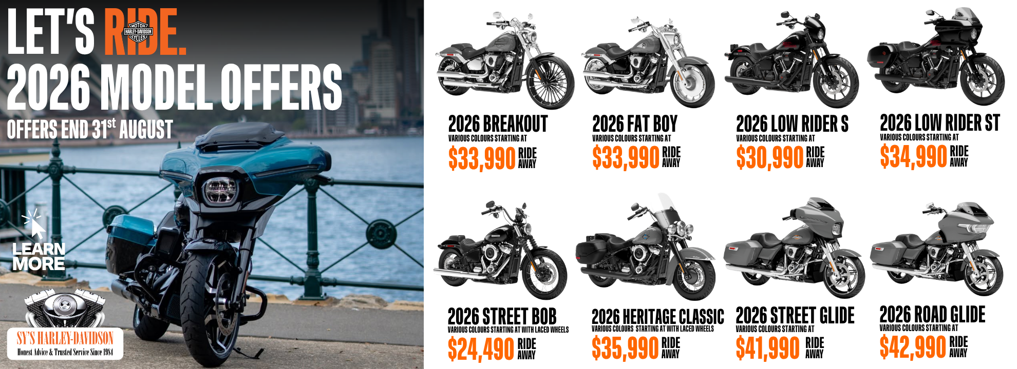 Let’s RIDE. 2026 Model Year Offers.