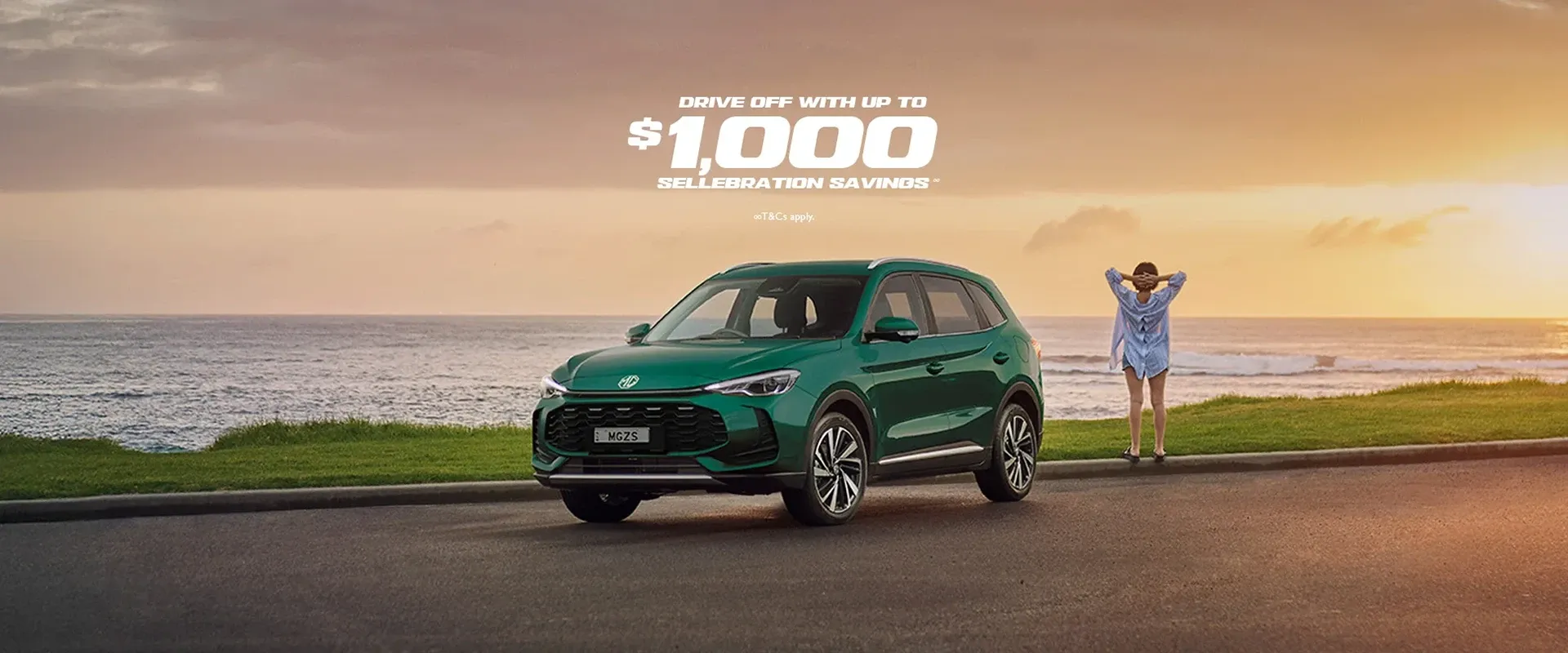 MG ZS vehicle at sunset