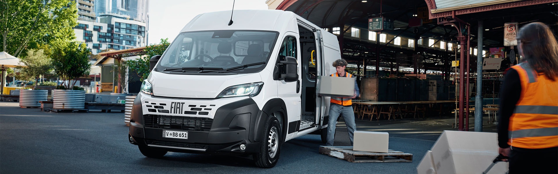 Fiat Ducato loading boxes into the van