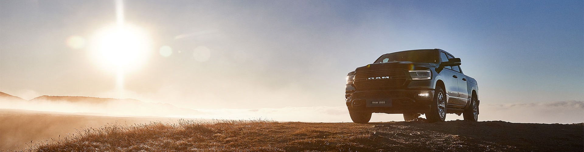 Sun shining onto a Ram Truck