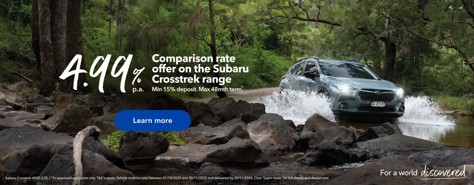 4.99% comparison rate offer Crosstrek Range