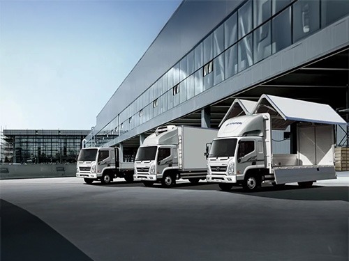 A fleet of Hyundai Trucks.