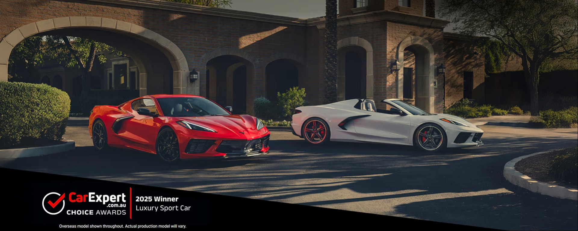 A red Corvette & white convertible