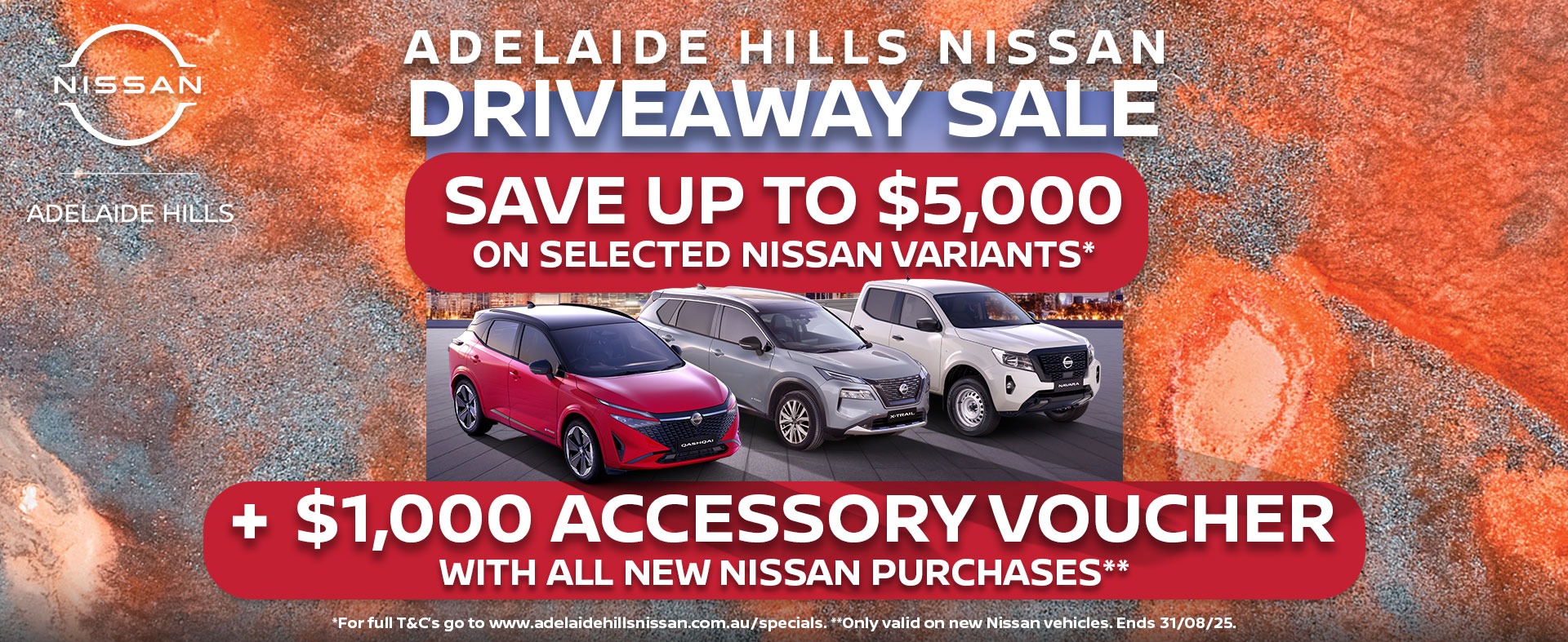 Adelaide Hills Nissan Driveaway Sale - Save up to $5K with additional $1K accessories offer