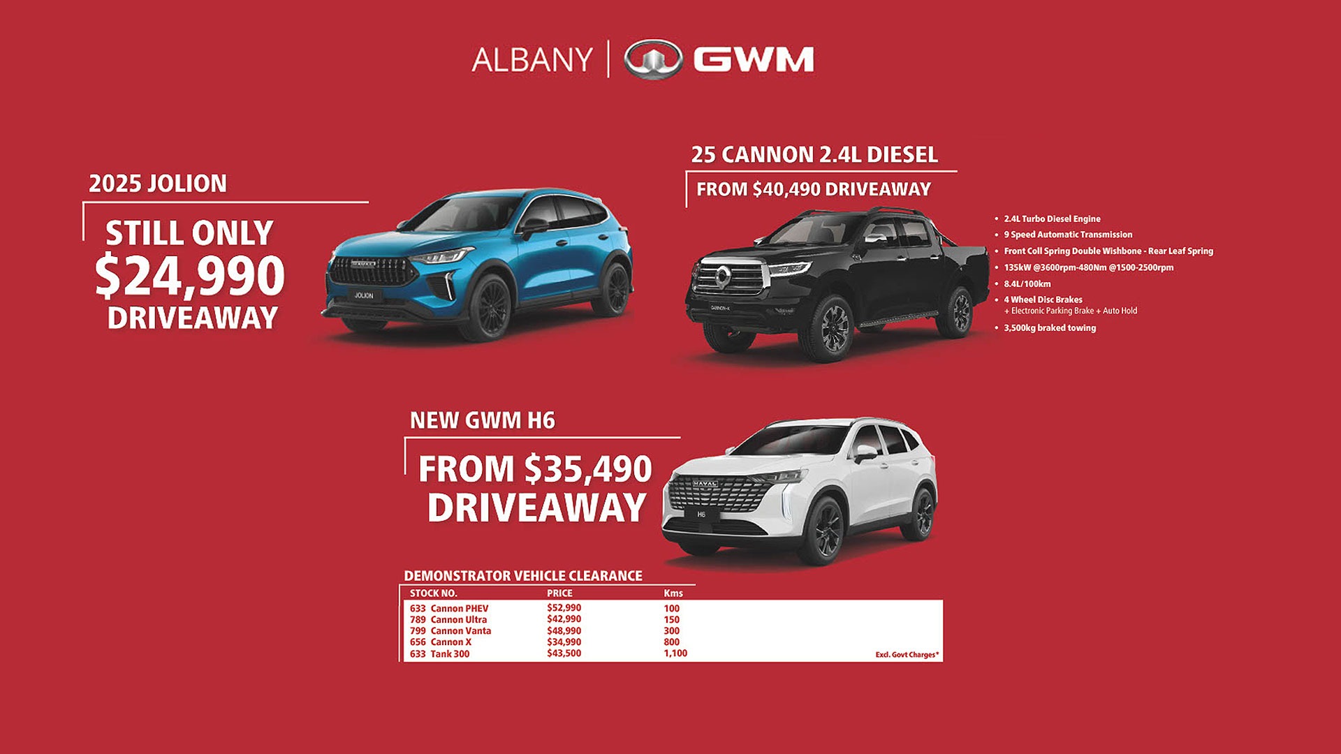 Albany GWM Stock Clearance