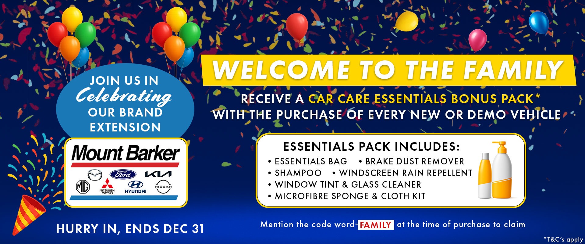 Welcome to the family offer - free care car pack