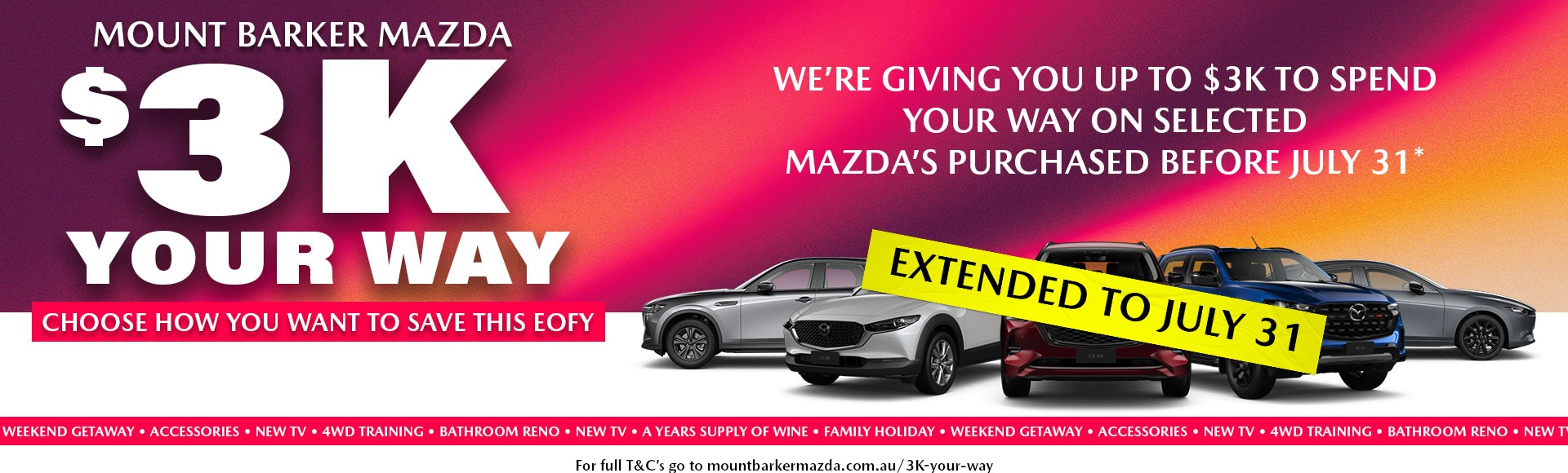 $3K Your Way this EOFY at Mount Barker Mazda