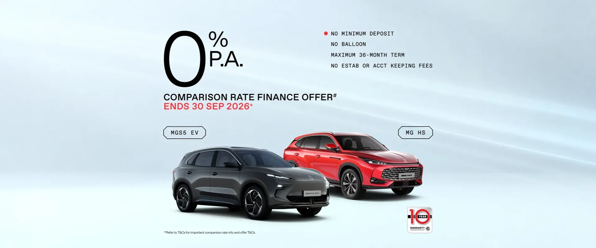 MG 0% P.A. finance offer