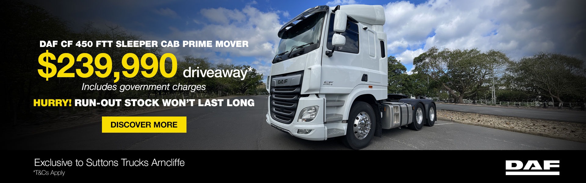 DAF CF 450 FTT SLEEPER CAB PRIME MOVER - $239,990 Driveaway*