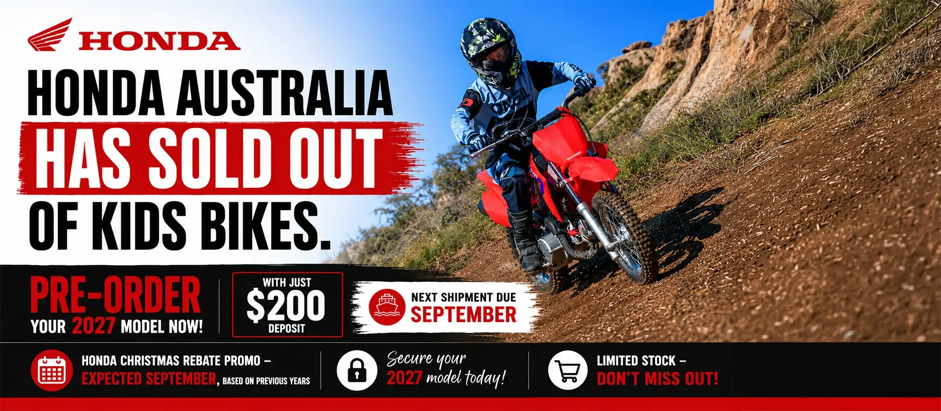Honda Australia kids bikes 2027 pre-order