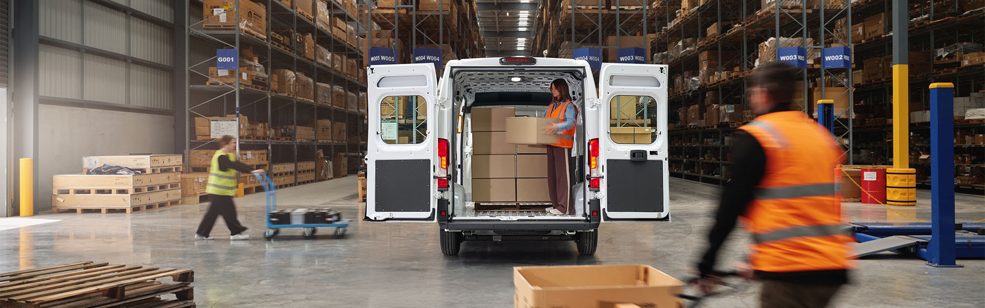 Fiat Ducato Rear doors open in warehouse